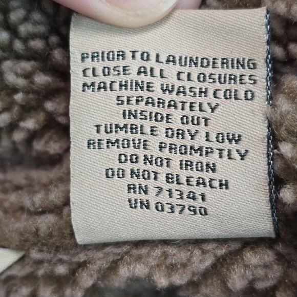 LL Bean Coat Womens XL Red Tan Faux Suede Sherpa Lined Button Long Bohemian Boho - Picture 9 of 11